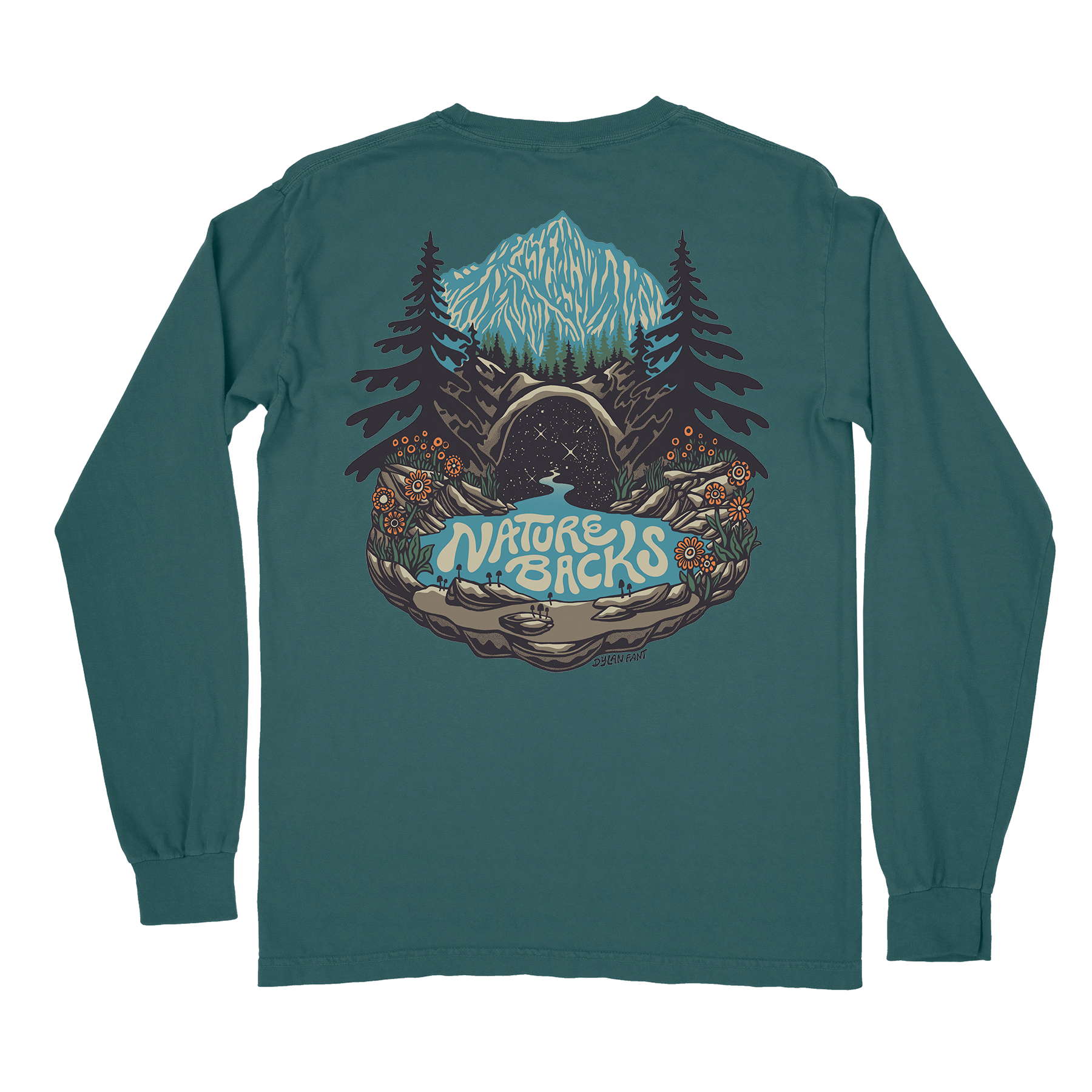 Nature Backs Comfort Colors Mystic Spruce Long Sleeve T-Shirt | Nature-Inspired Design on Ultra-Soft Fabric