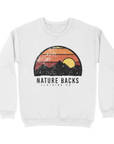 Nature Backs Gildan Dusk White Crewneck | Nature-Inspired Design on Ultra-Soft Fabric