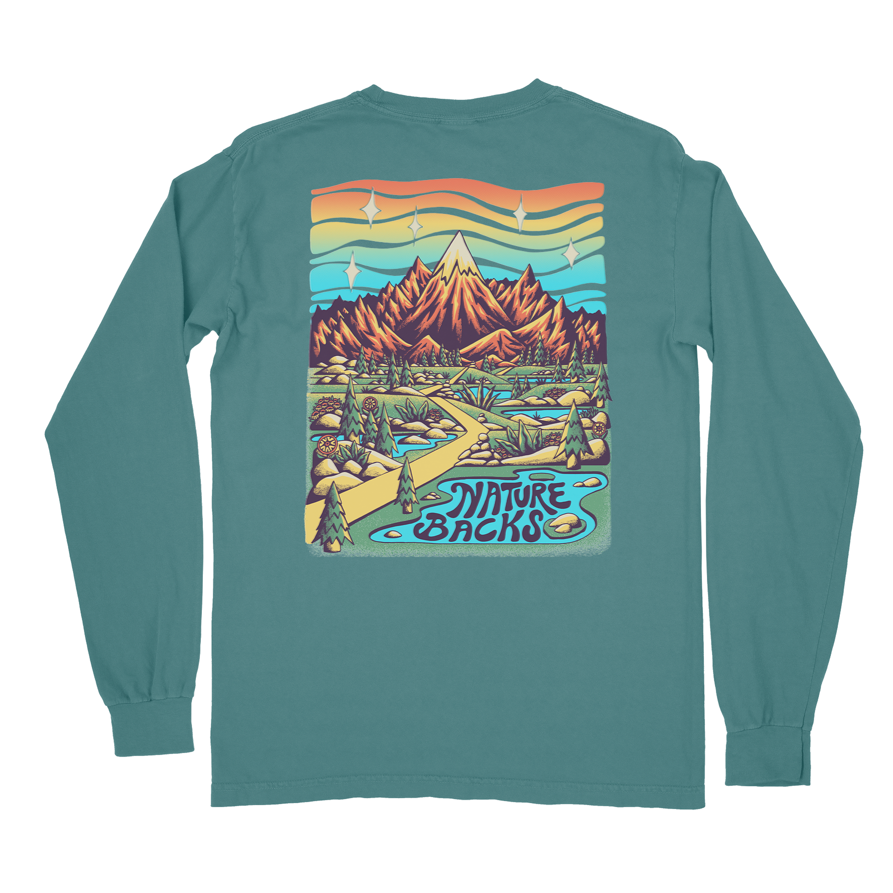 Nature Backs Comfort Colors Emerald Spruce Long Sleeve T-Shirt | Nature-Inspired Design on Ultra-Soft Fabric