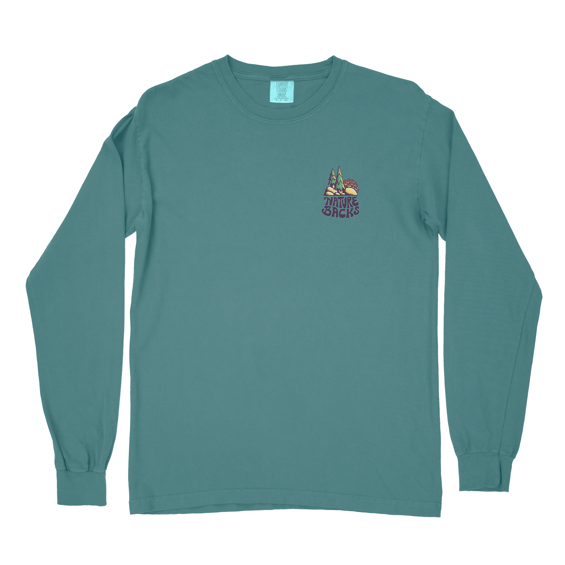 Nature Backs Comfort Colors Emerald Spruce Long Sleeve T-Shirt | Nature-Inspired Design on Ultra-Soft Fabric